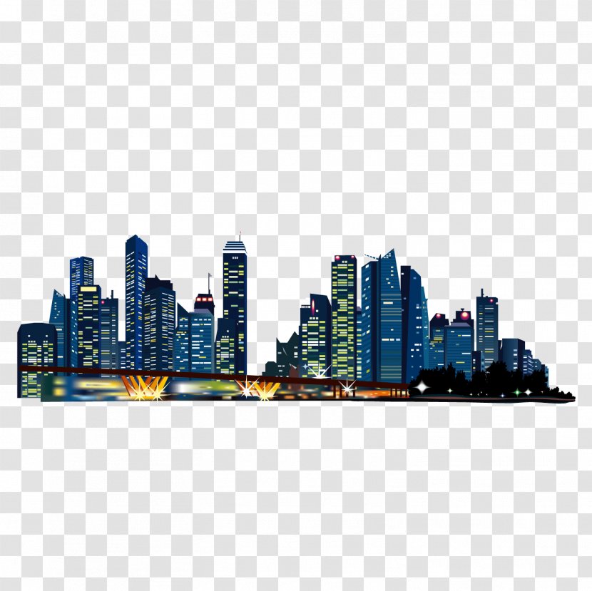 Building Download - Skyline - Vector Tall Buildings Urban Night Sky Transparent PNG