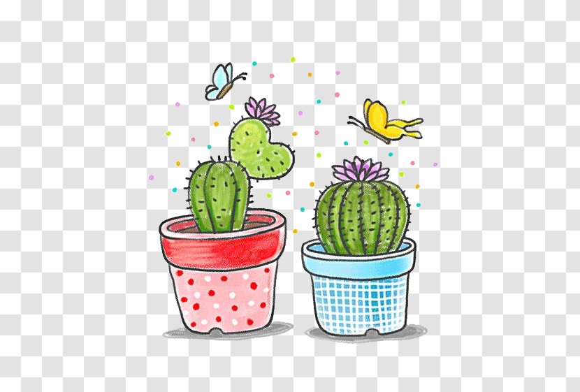 Cactaceae Drawing Illustration - Cactus - Butterfly Transparent PNG