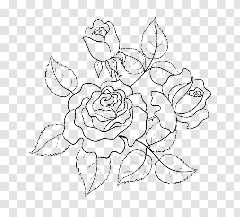Rose Flower Drawing Clip Art - White - Qing Pen Hook Line Pattern Transparent PNG