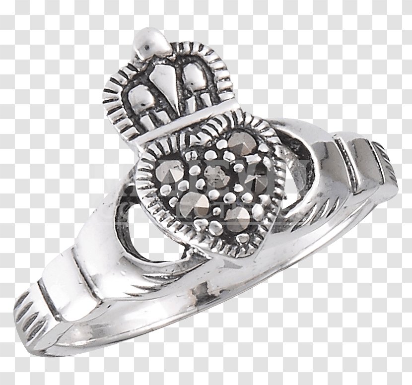 Silver Marcasite Jewellery Claddagh Ring Body Transparent PNG