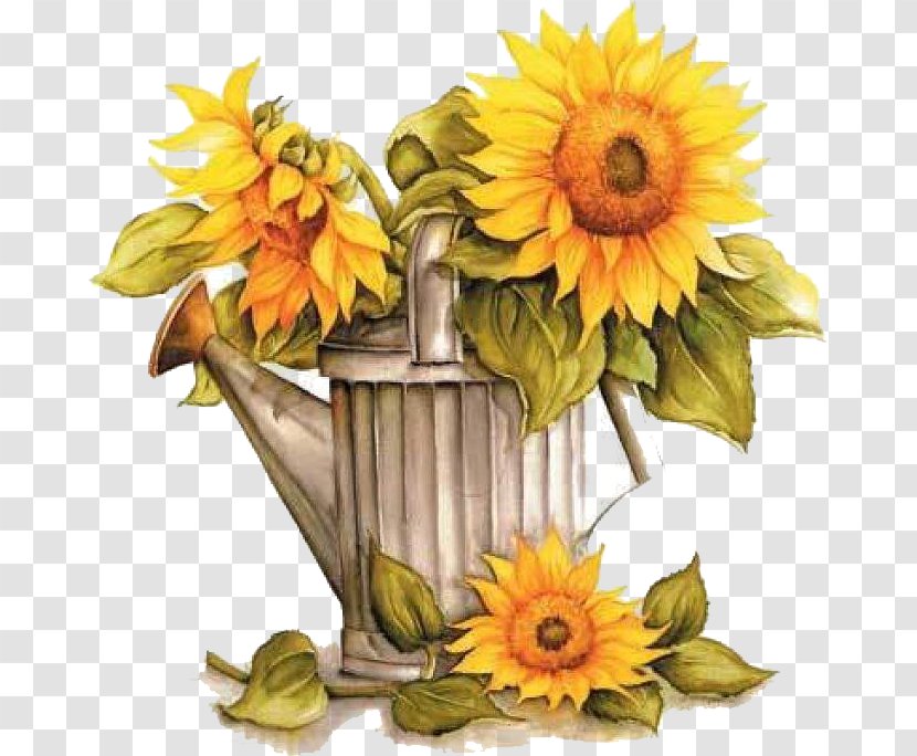 Watering Cans Common Sunflower Garden Clip Art - Floral Design - Flower Transparent PNG