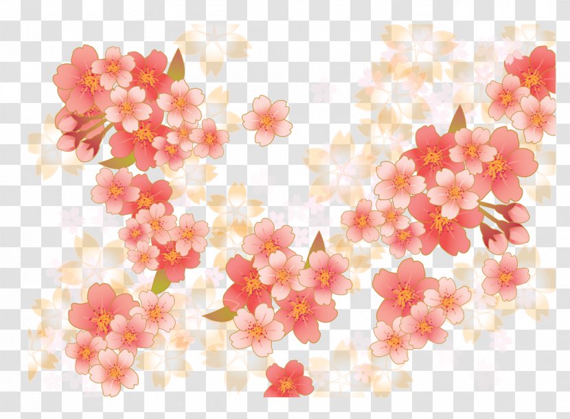 Cherry Blossom Pink - Hand-painted Blossoms Transparent PNG