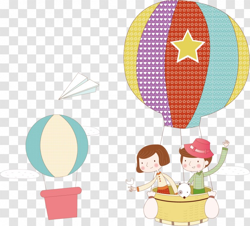 Travel Euclidean Vector Icon - Tourism - Children Ride A Hot Air Balloon Poster Material Transparent PNG
