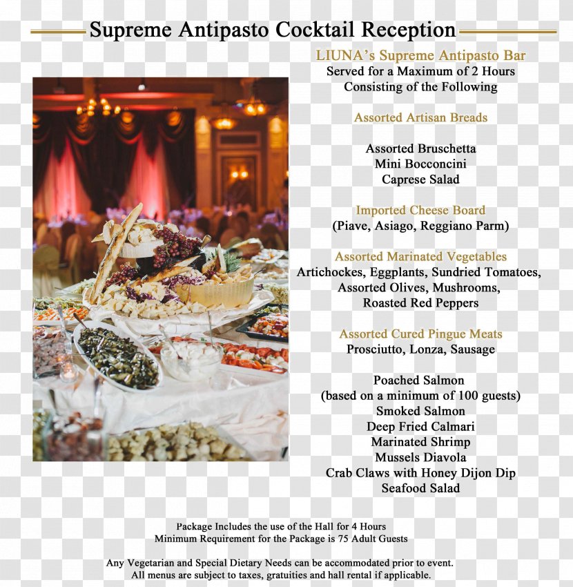 Antipasto Menu Banquet Change.org LIUNA Station Transparent PNG