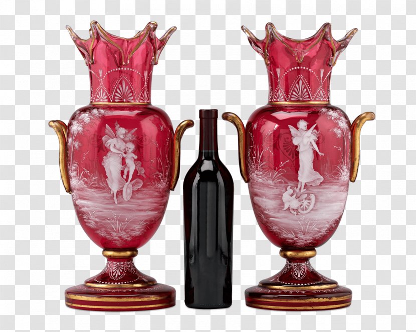 Vase Cranberry Glass Ceramic Pitcher - Mary Gregory Transparent PNG