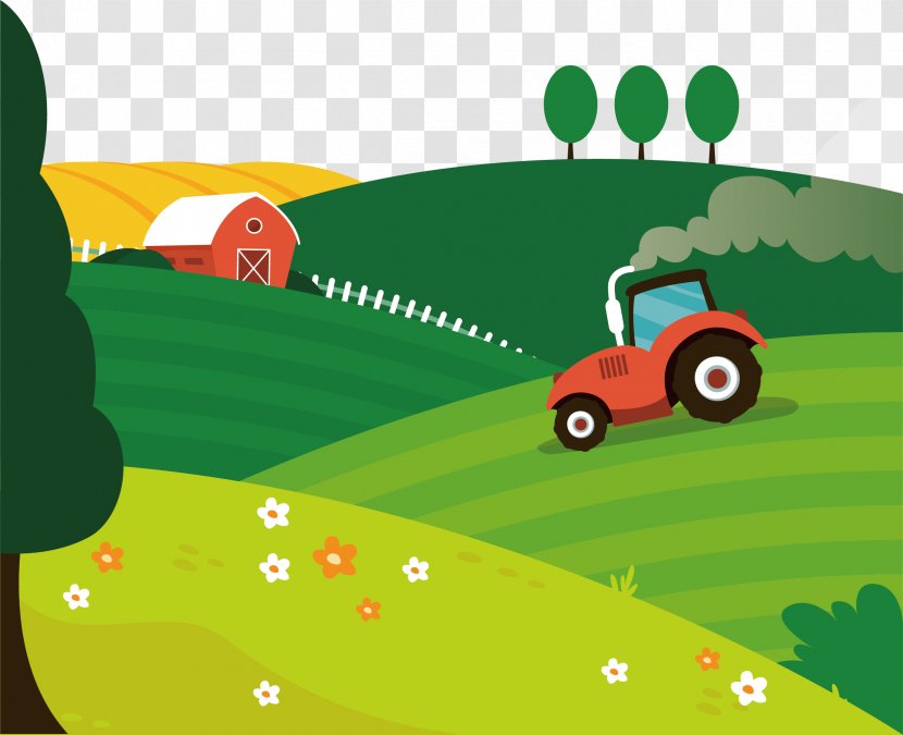 Tractor Agriculture Farm Euclidean Vector - Field Work Cartoon Material Transparent PNG