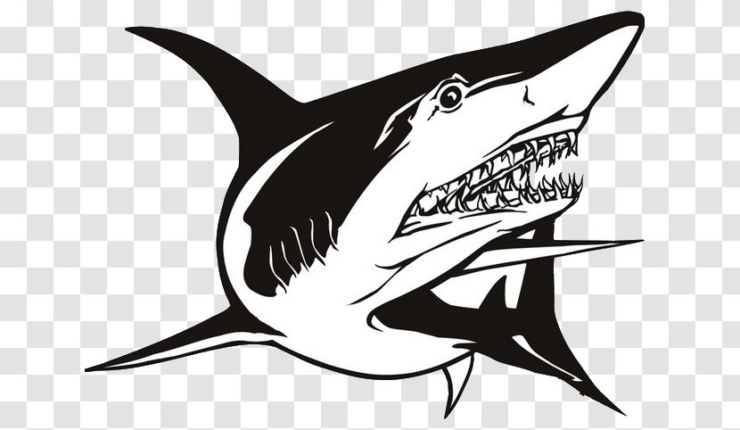 Shark Wall Decal Sticker Vinyl Group - Black And White Transparent PNG