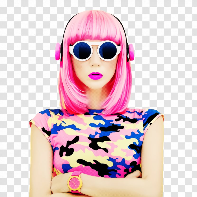 Glasses - Pink - Magenta Wig Transparent PNG