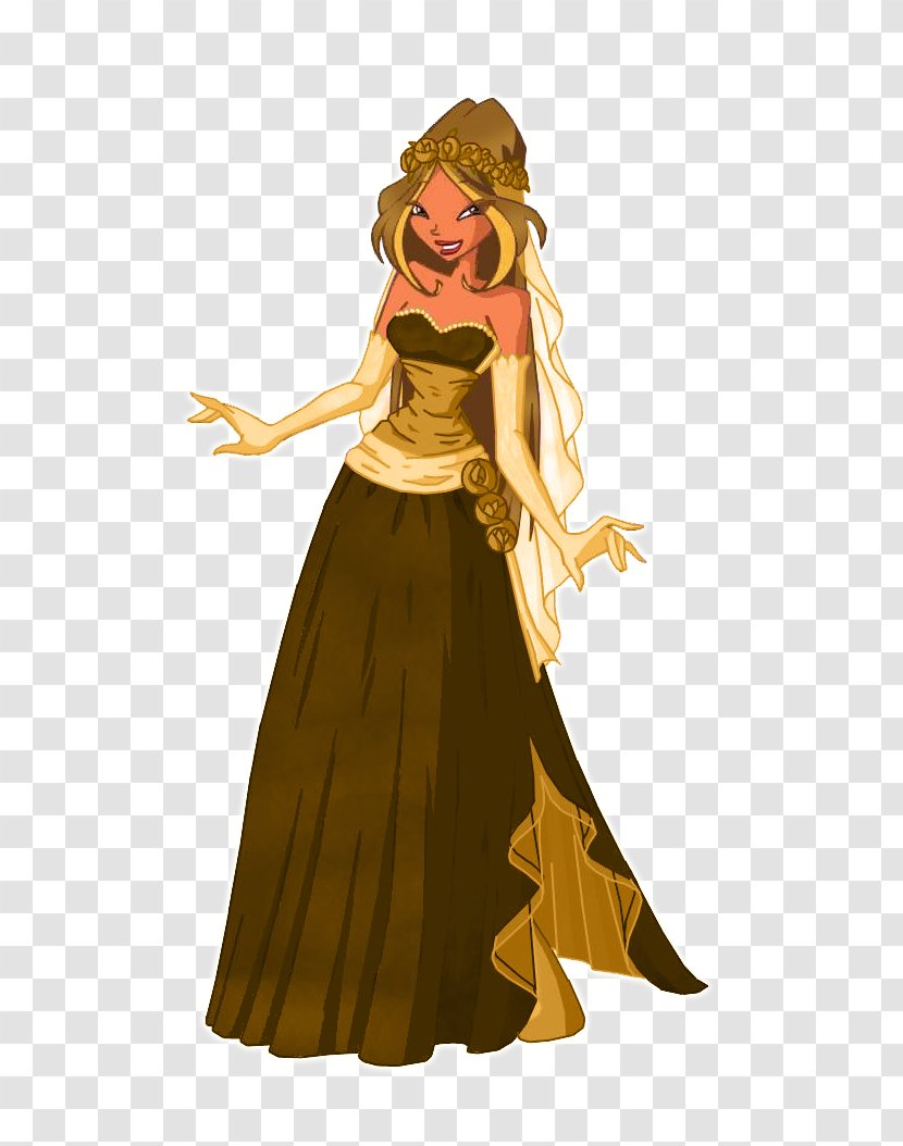 Flora Stella Tecna Bloom Musa - De - Gold Dress Transparent PNG