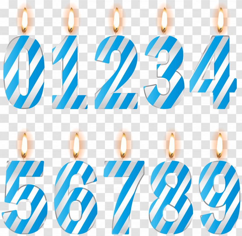 Birthday Clip Art - Pattern - Numbers Candles Blue Image Transparent PNG