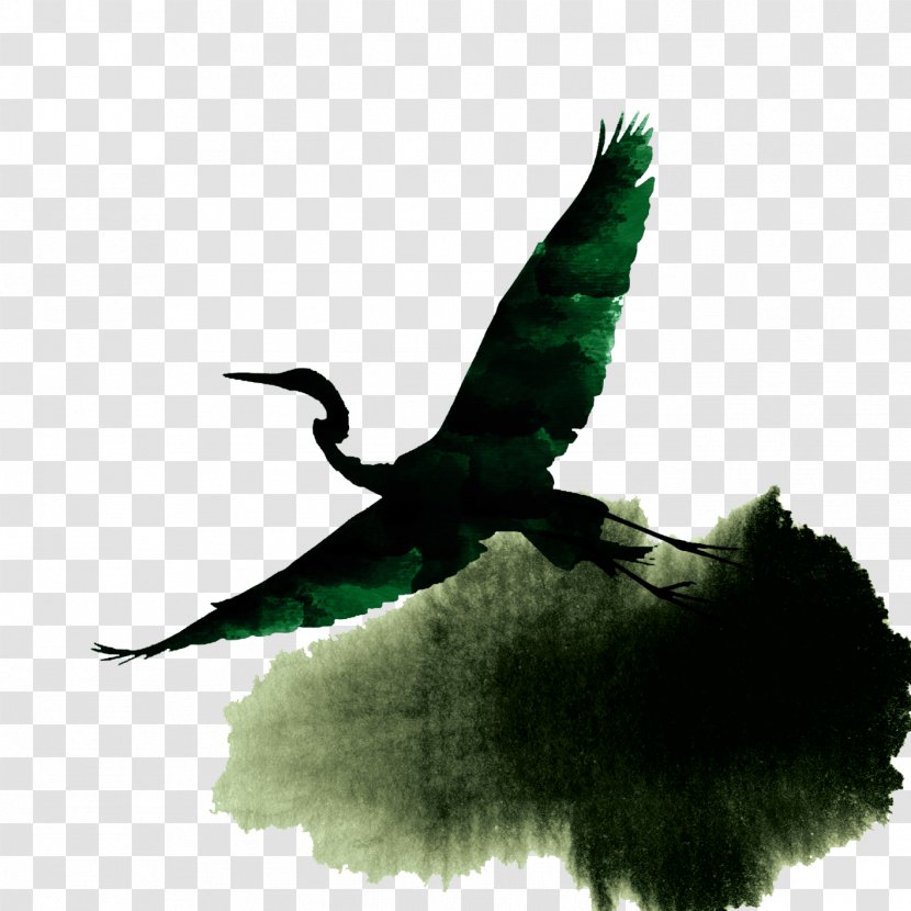 Crane Ink Wash Painting - Bird Transparent PNG