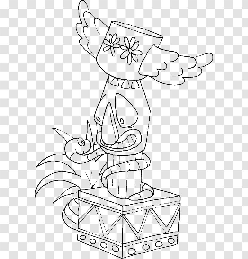Totem Pole Coloring Book Drawing Native Americans In The United States - Standing - Snake Transparent PNG