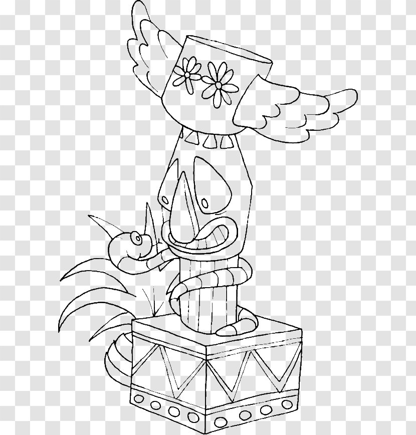 Totem Pole Coloring Book Drawing Native Americans In The United States Standing Snake Transparent Png