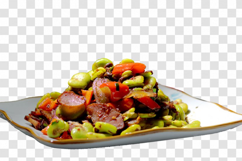 Sichuan Cuisine Chinese Broad Bean Recipe Vegetable - Beans Fried Bacon Transparent PNG