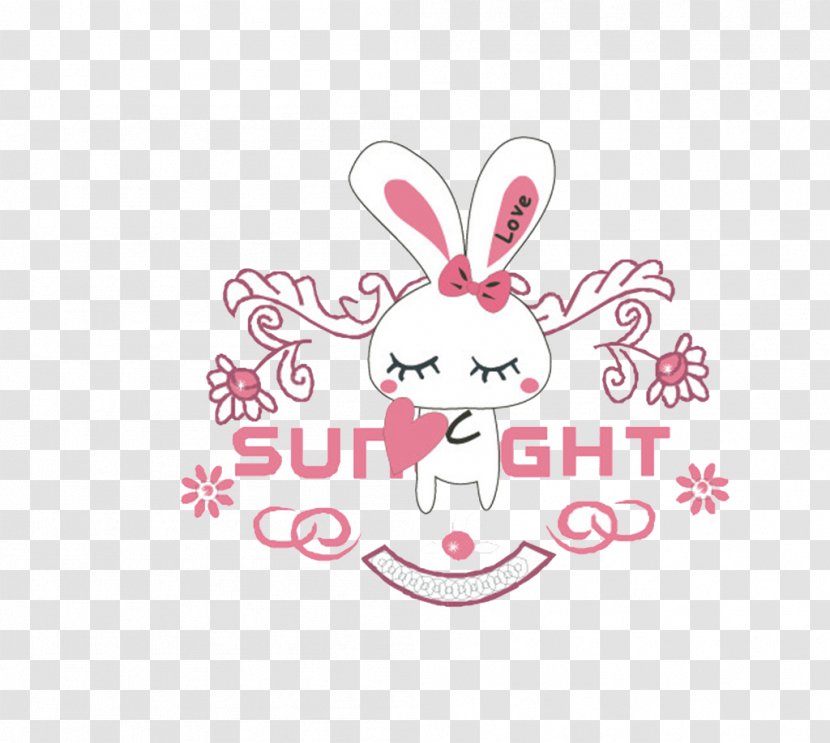 Cartoon Illustration - Heart - Pink Rabbit Transparent PNG