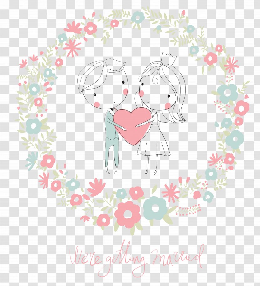 Wedding Invitation Drawing Illustration - Heart - Cartoon Characters Transparent PNG