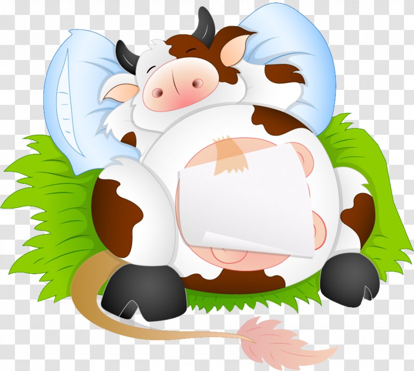 Cattle Milk Cartoon Royalty-free - Dairy - Snoring Transparent PNG