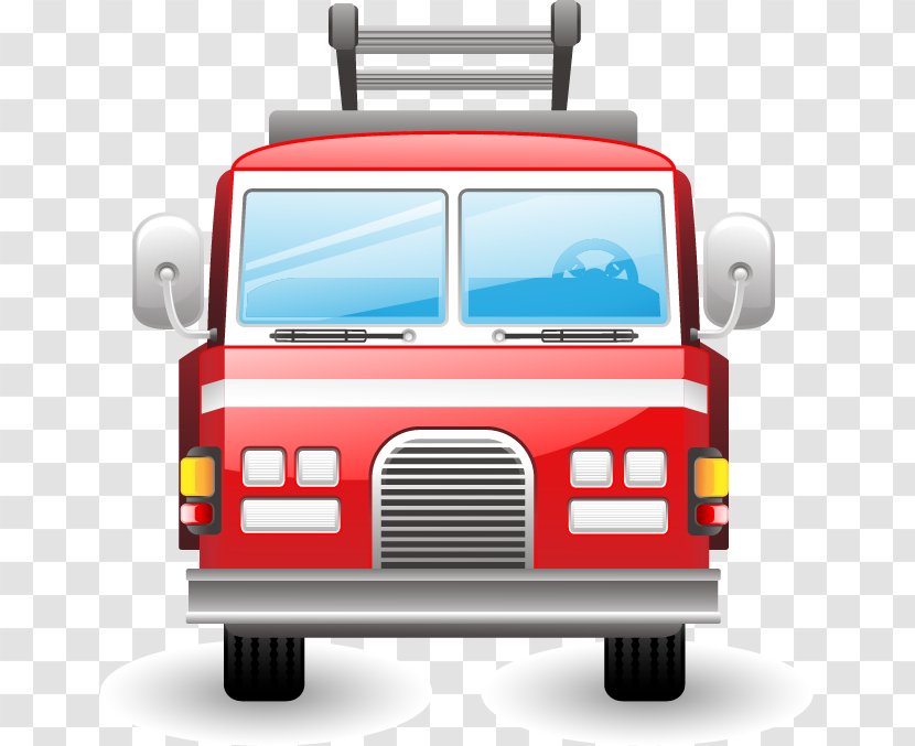Car Fire Engine Red Siren Ambulance - Automotive Design - Large Hand-painted Pattern Transparent PNG