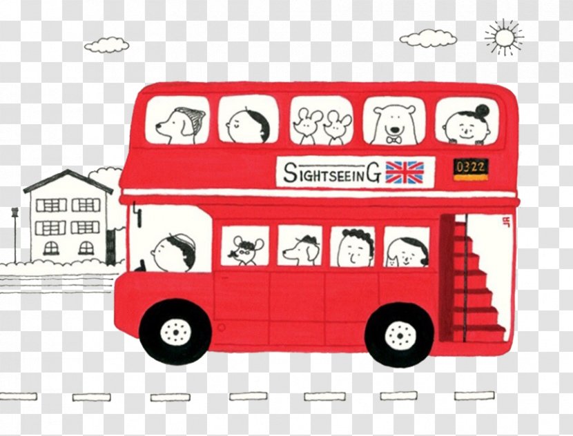 AEC Routemaster Double-decker Bus London Illustration - Red Transparent PNG