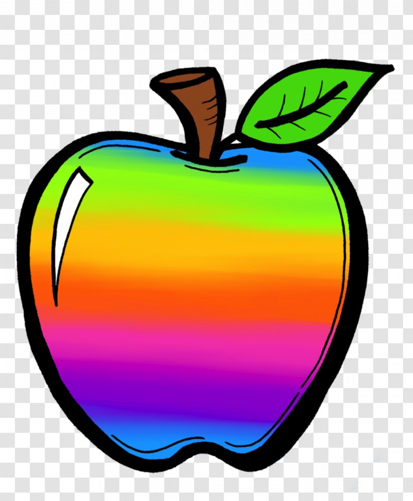 Crayon Drawing Clip Art - Rainbow Apple Cliparts Transparent PNG