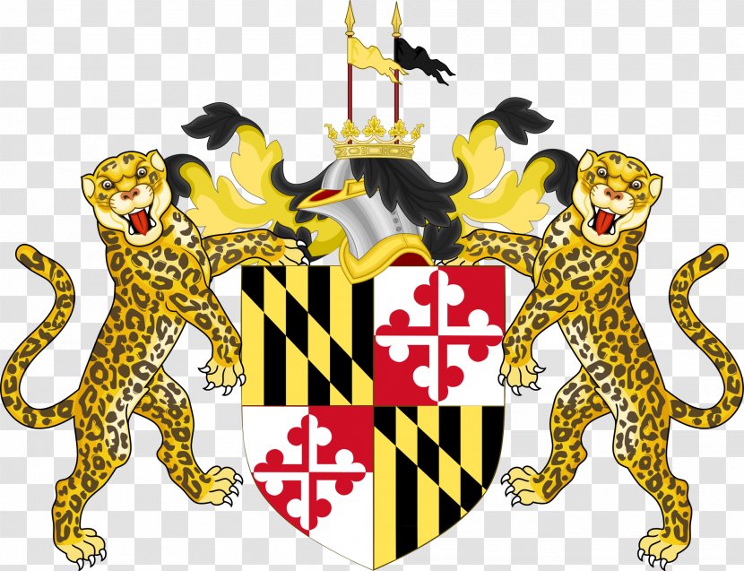 Province Of Maryland Baron Baltimore Coat Arms Flag - Big Cats - Art Transparent PNG