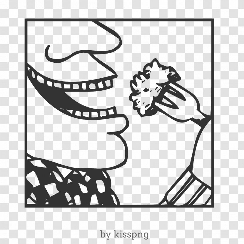 Cartoon Food Eating Transparent Clipart. - Black And White - Hair Transparent PNG