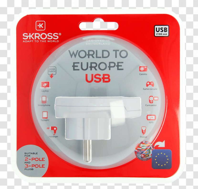Europe Adapter Schuko Reisestecker AC Power Plugs And Sockets - Ground - USB Transparent PNG