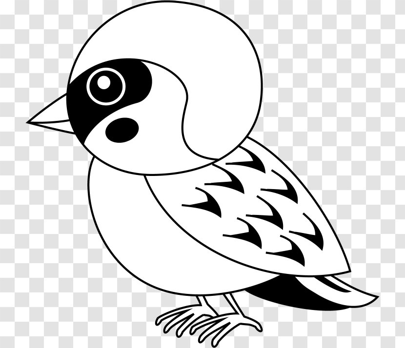 Black And White Eurasian Tree Sparrow Bird Clip Art - Head Transparent PNG