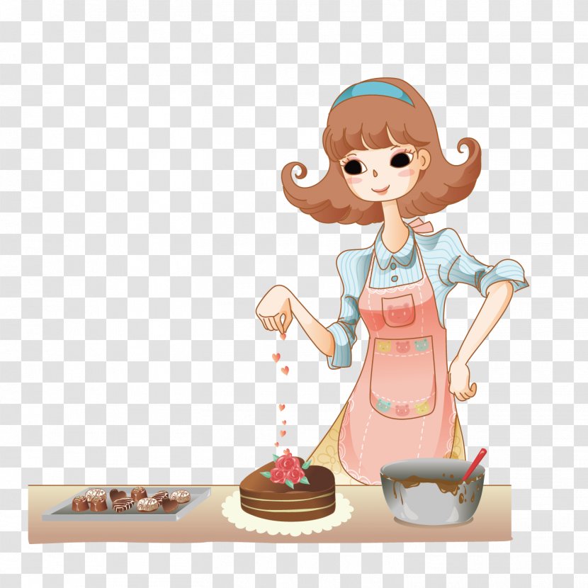 Kitchen Cartoon Illustration - Comics - Vector Making Cake Transparent PNG
