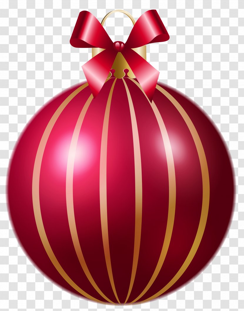 Christmas Ornament Clip Art - Red Striped Ball Clipart Image Transparent PNG