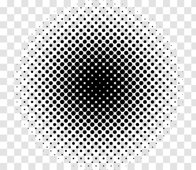 Halftone Circle - Black And White - Pattern Transparent PNG