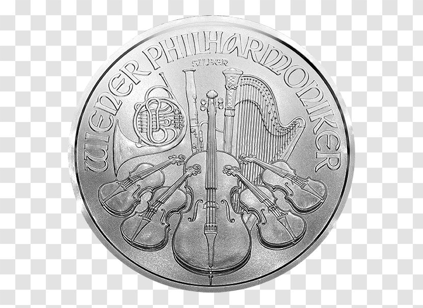 Silver Coin Austrian Vienna Philharmonic - Canadian Maple Leaf Transparent PNG