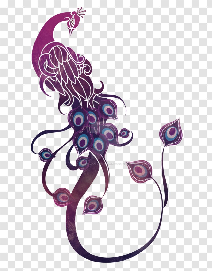 Purple Peafowl Drawing Violet Clip Art - Fictional Character Transparent PNG