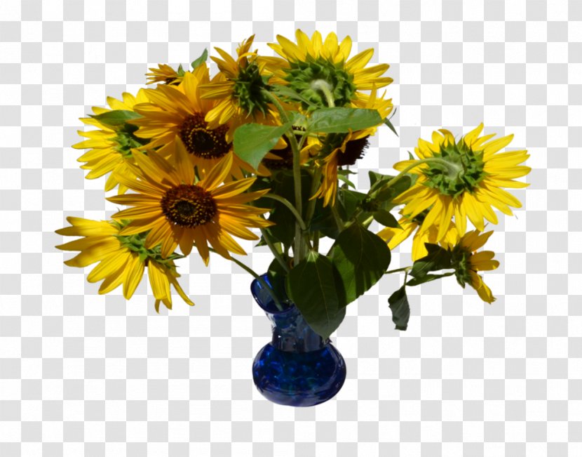 Common Sunflower Vase Floral Design Cut Flowers - Yellow Transparent PNG