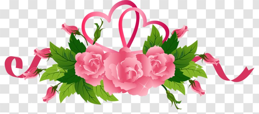 Pink Ribbon Clip Art - Garden Roses - Peony Flower Decoration Transparent PNG