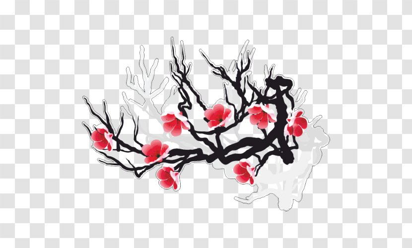 Cherry Blossom Flower Floral Design - Red Transparent PNG