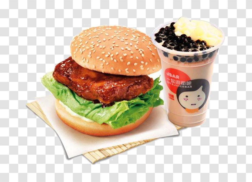 Hamburger Fast Food Fried Chicken European Cuisine - American - Milk Tea To Accompany The Fort Transparent PNG