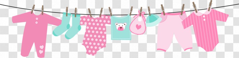 Clothes Line Infant Baby Shower Child Clip Art - Pink Transparent PNG