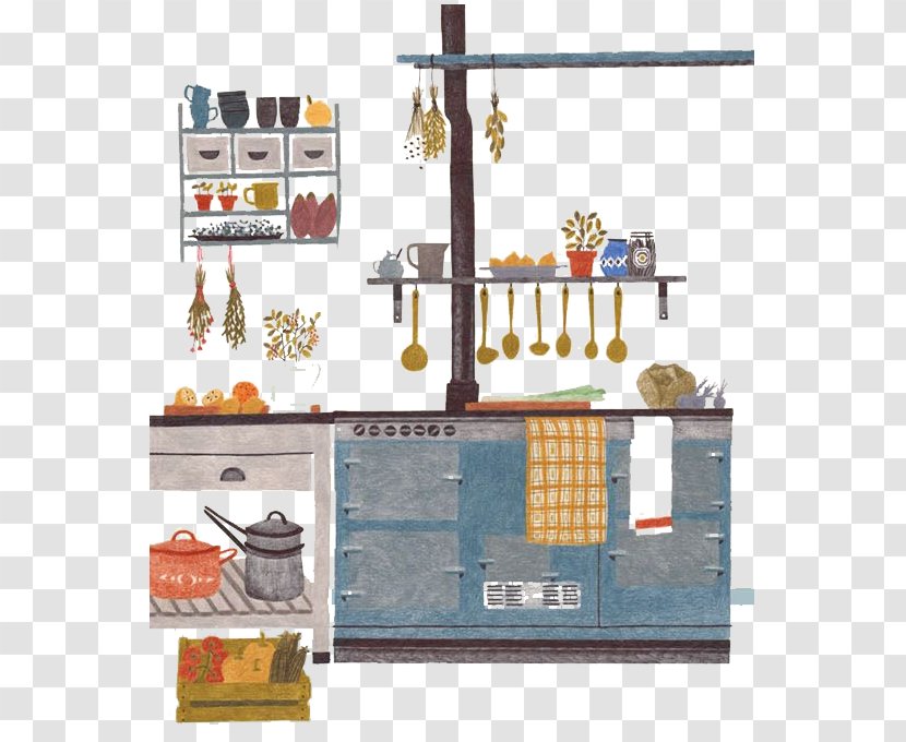 Visual Arts Drawing Illustrator Illustration - Furniture - Hand-painted Kitchen Corner Transparent PNG