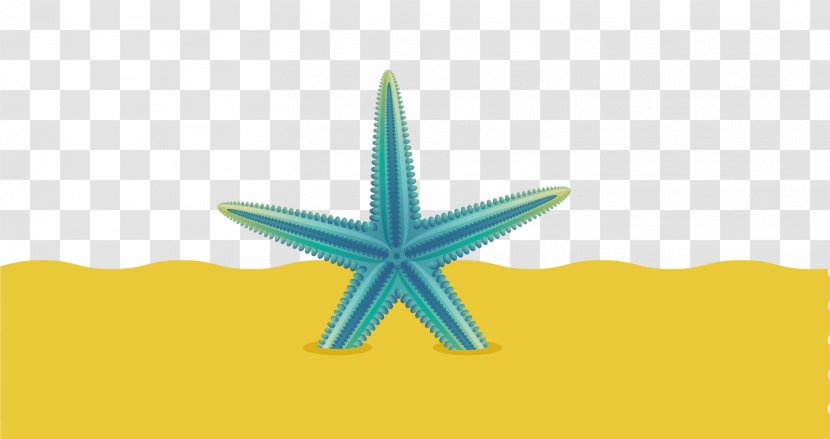 Green Sky - Starfish - Hand Painted Beach Vector Transparent PNG