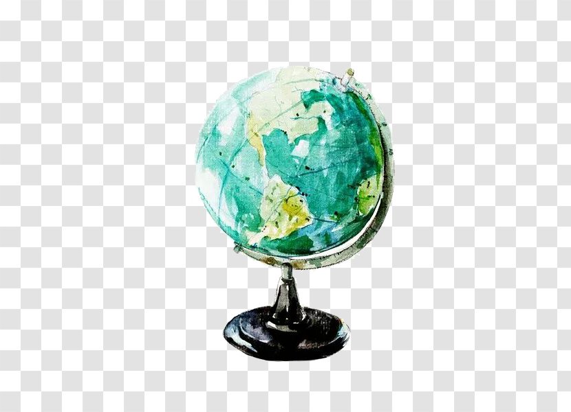 Globe Watercolor Painting - Map - Small Fresh Hand-painted Transparent PNG
