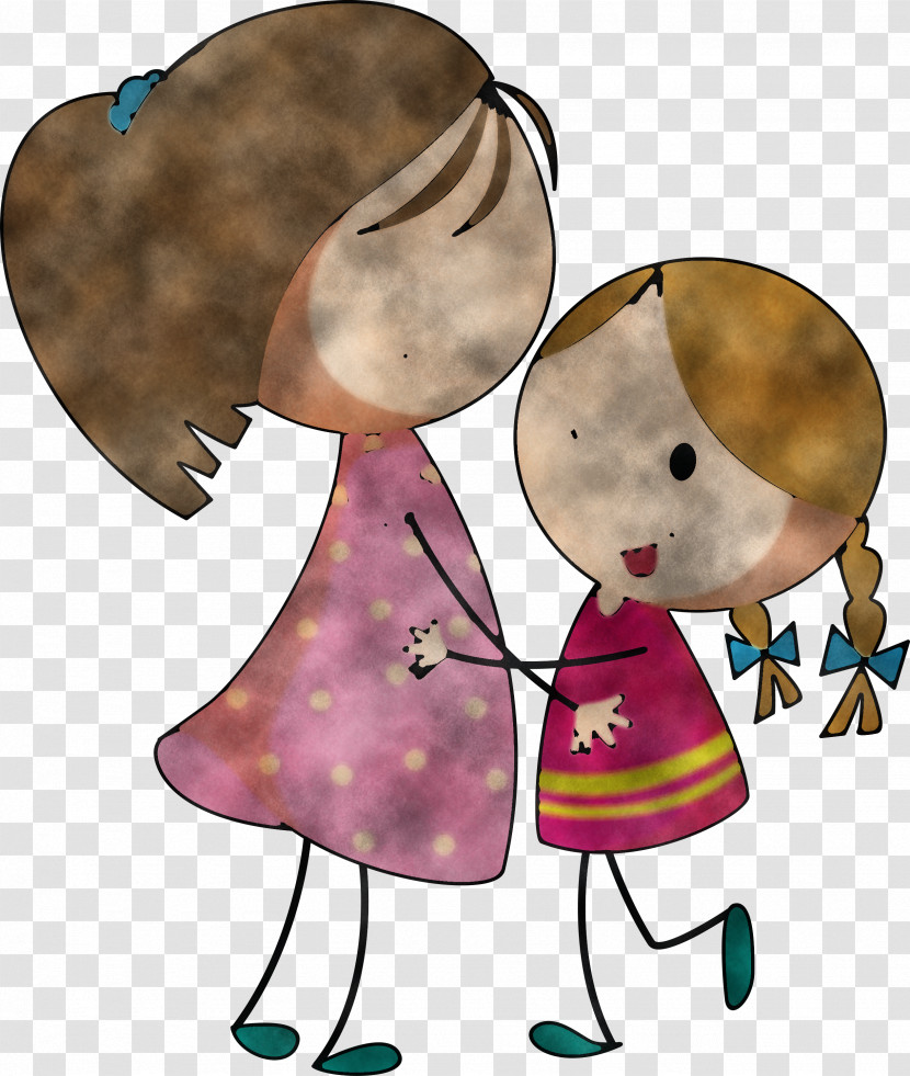 Cartoon Drawing Watercolor Painting Friendship Hug Transparent PNG