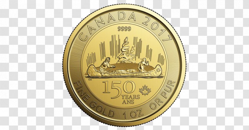 150th Anniversary Of Canada Canadian Gold Maple Leaf Coin - Bullion Transparent PNG