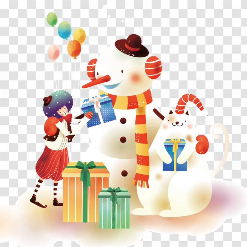 Cartoon Christmas Illustration - Holiday - Snowman Pattern Vector And Villain Transparent PNG