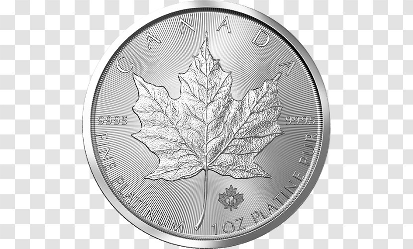 Canadian Platinum Maple Leaf Gold Coin Bullion Silver - Silhouette Transparent PNG