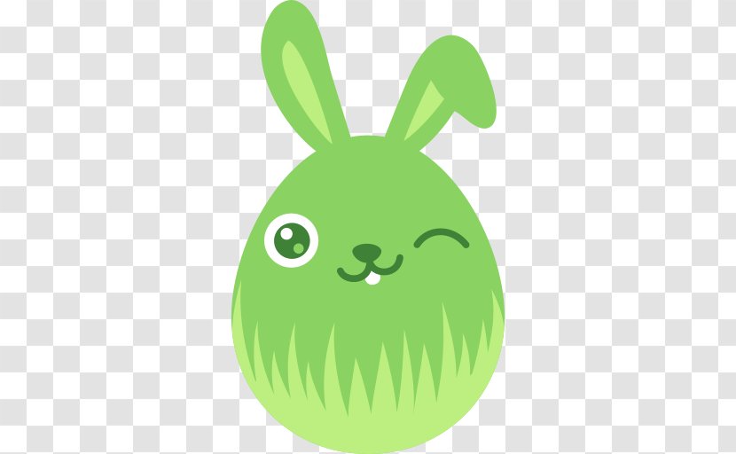 Easter Bunny Wink Clip Art - Green - Emoji Transparent PNG