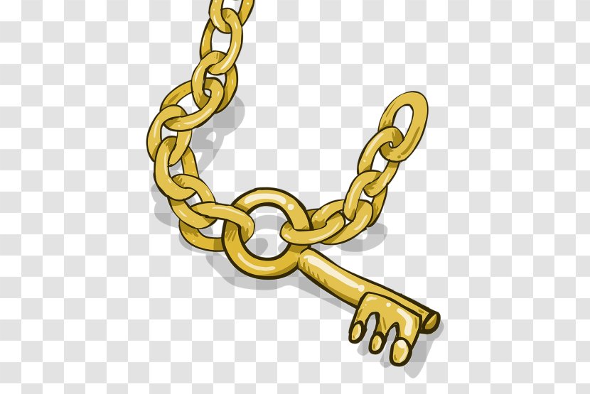 Clothing Accessories Jewellery Chain Metal Material - Golden Key Transparent PNG
