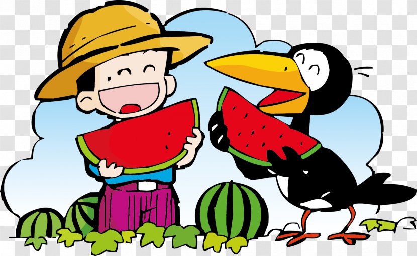 Cartoon Watermelon Illustration - Bird - Melons For The Masses Transparent PNG