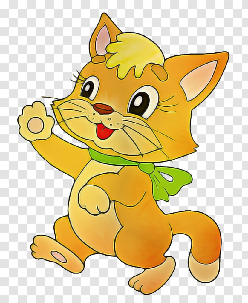 Cartoon Clip Art Yellow Tail Animated - Whiskers Fictional Character Transparent PNG
