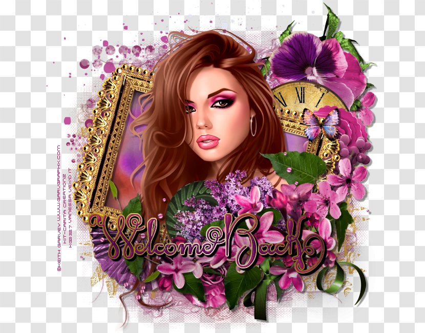 Hair Coloring Brown Floral Design Pink M - Violet Transparent PNG